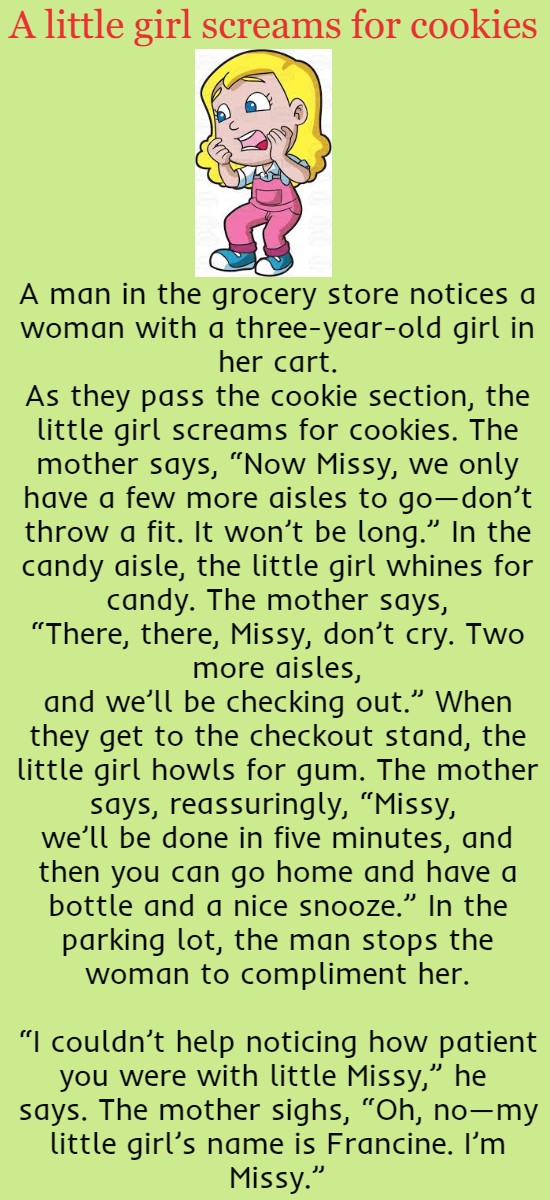 A little girl screams for cookies