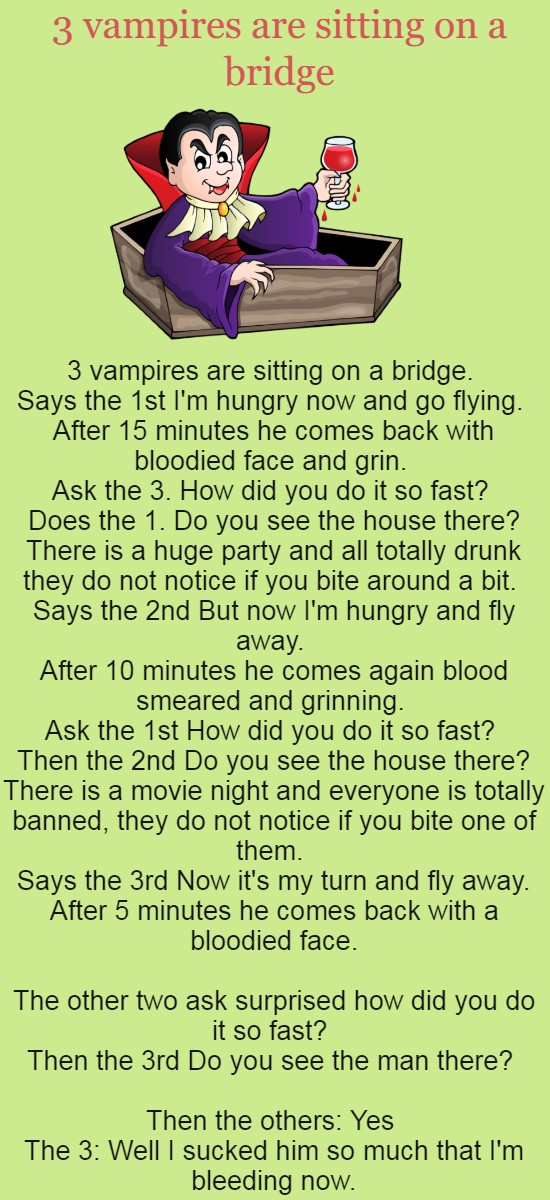 3 vampires are sitting on a bridge