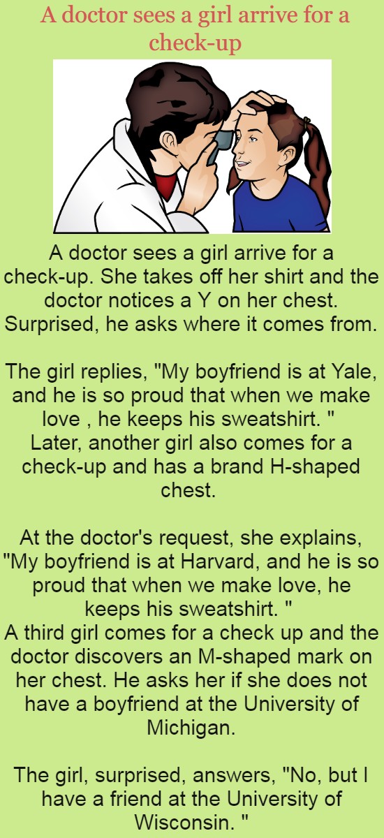 A doctor sees a girl arrive for a check-up