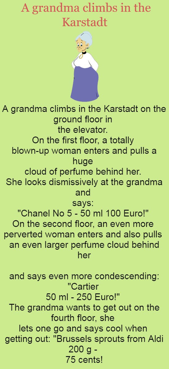 A grandma climbs in the Karstadt 