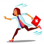 A woman comes running to the doctor