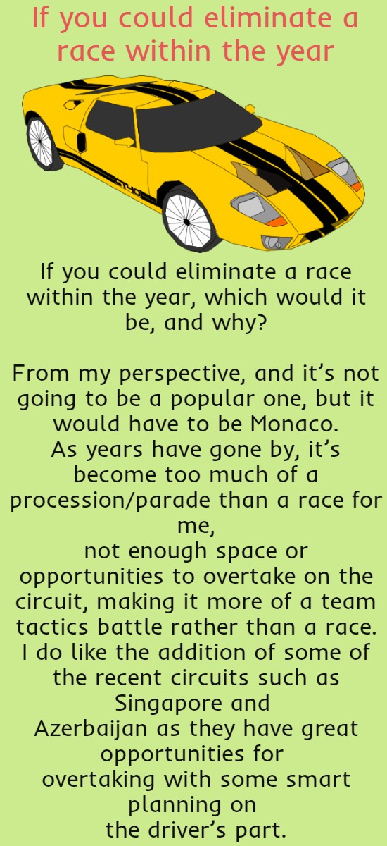 If you could eliminate a race within the year