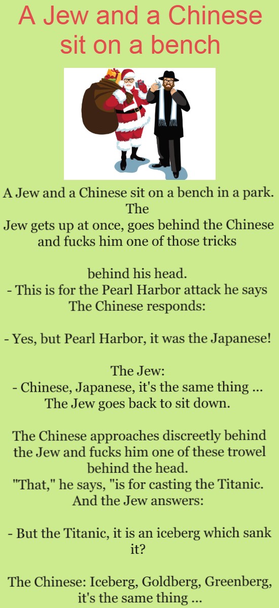  A Jew and a Chinese sit on a bench