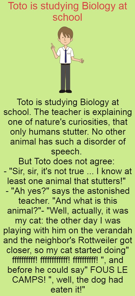 Toto is studying Biology at school