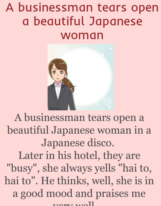 A businessman tears open a beautiful Japanese woman