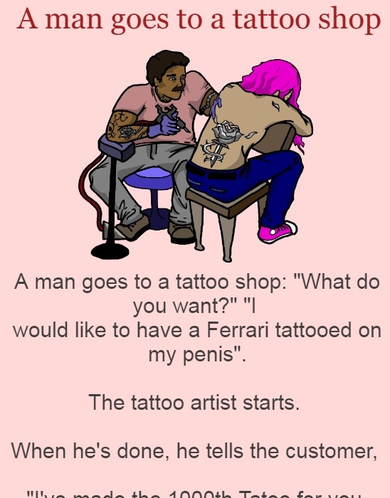 A man goes to a tattoo shop