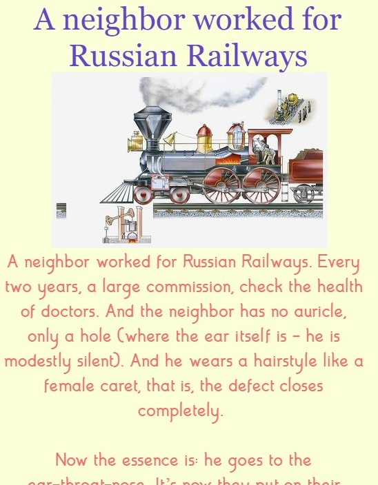 A neighbor worked for Russian Railways