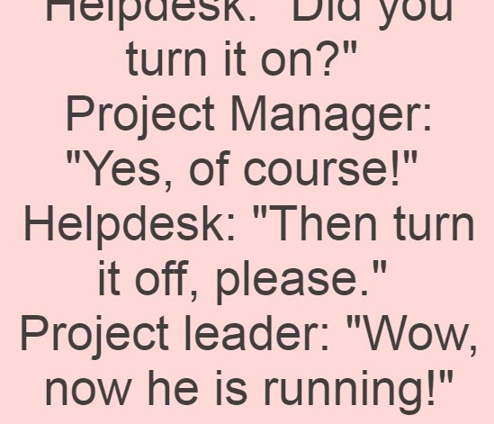 A project manager calls the hotline