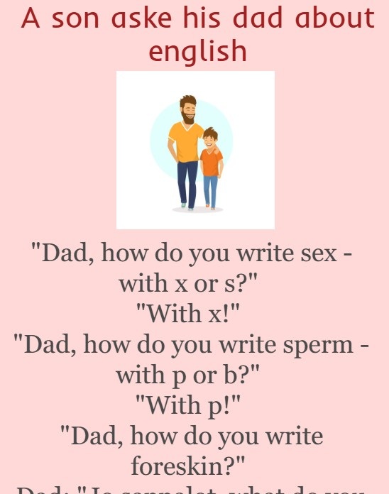 A son aske his dad about english