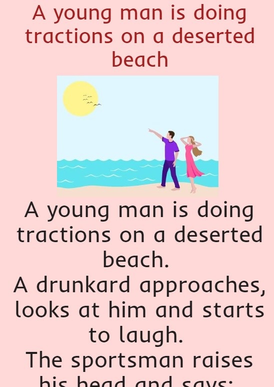 A young man is doing tractions on a deserted beach