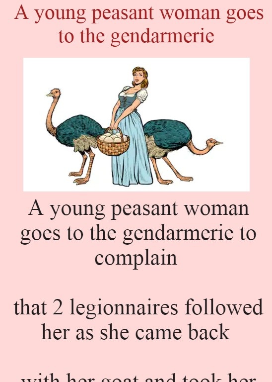  A young peasant woman goes to the gendarmerie 