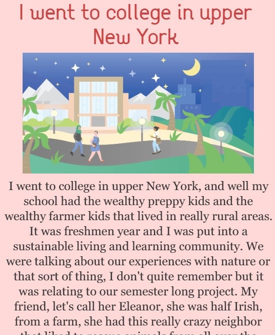 I went to college in upper New York