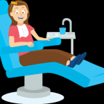 A lady sitting in the dentist chair