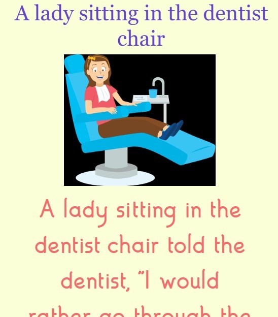 A lady sitting in the dentist chair