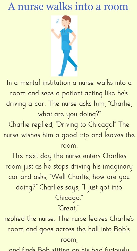 A nurse walks into a room 