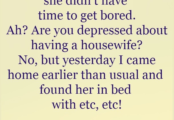 Depressed about having a housewife