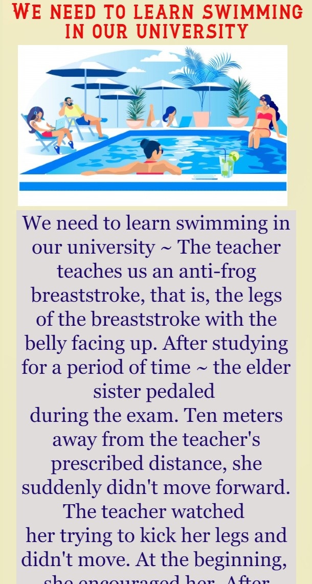 We need to learn swimming in our university 