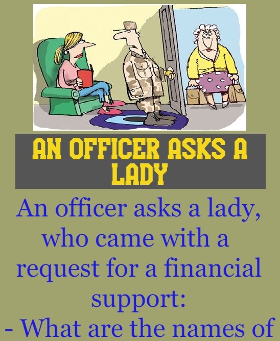 An officer asks a lady