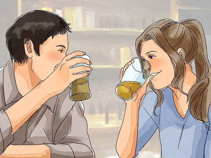 Man and woman meet in a bar