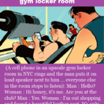 A cell phone in an upscale gym locker room