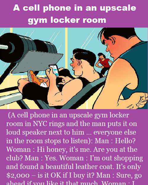 A cell phone in an upscale gym locker room