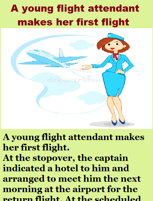 A young flight attendant makes her first flight