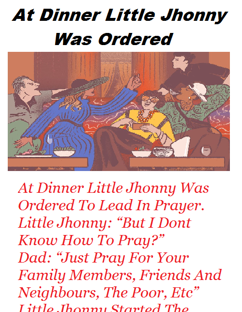 At Dinner Little Jhonny Was Ordered