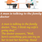 A man is talking to the family doctor