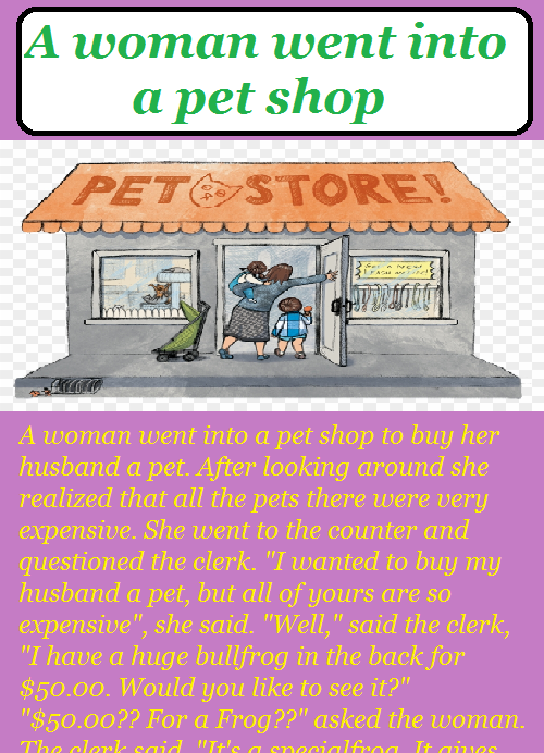 A woman went into a pet shop 