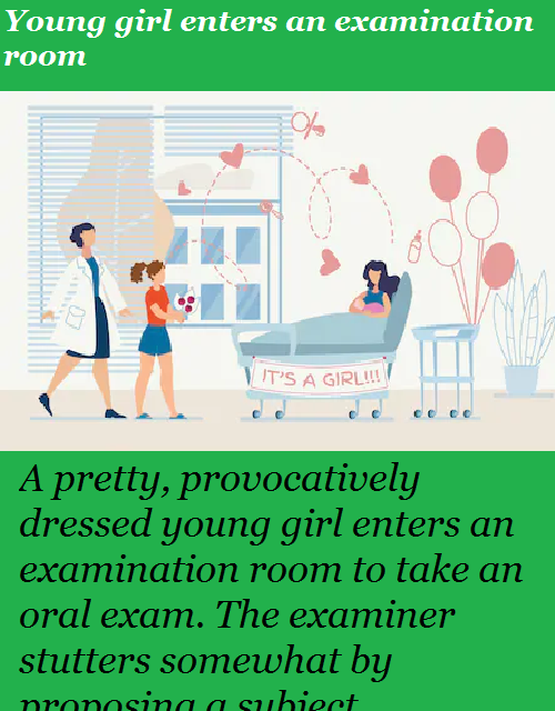 Young girl enters an examination room