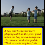 A boy and his father were playing catch