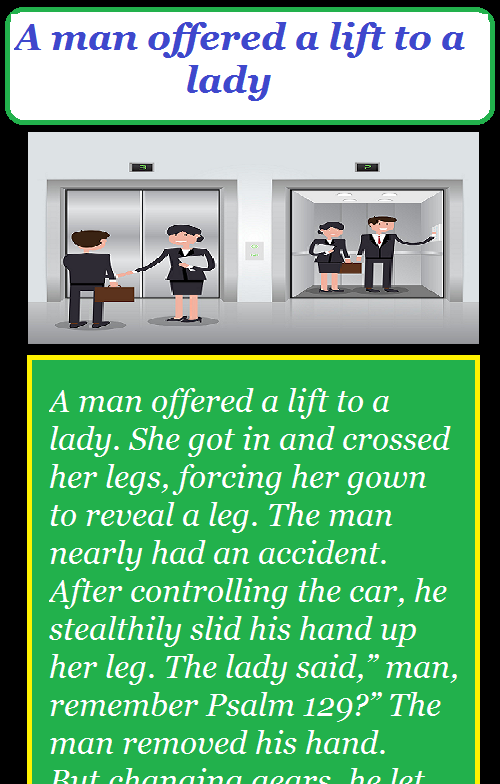 A man offered a lift to a lady