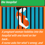 A pregnant woman hobbles into the hospital