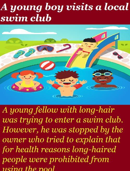 A young boy visits a local swim club