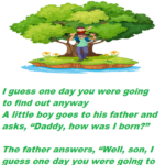 A little boy goes to his father