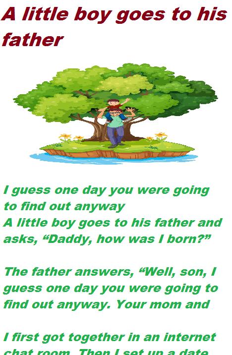 A little boy goes to his father