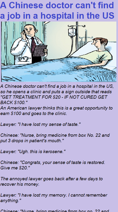 A Chinese doctor can't find a job in a hospital in the US