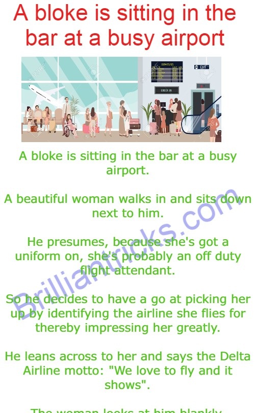 A bloke is sitting in the bar at a busy airport