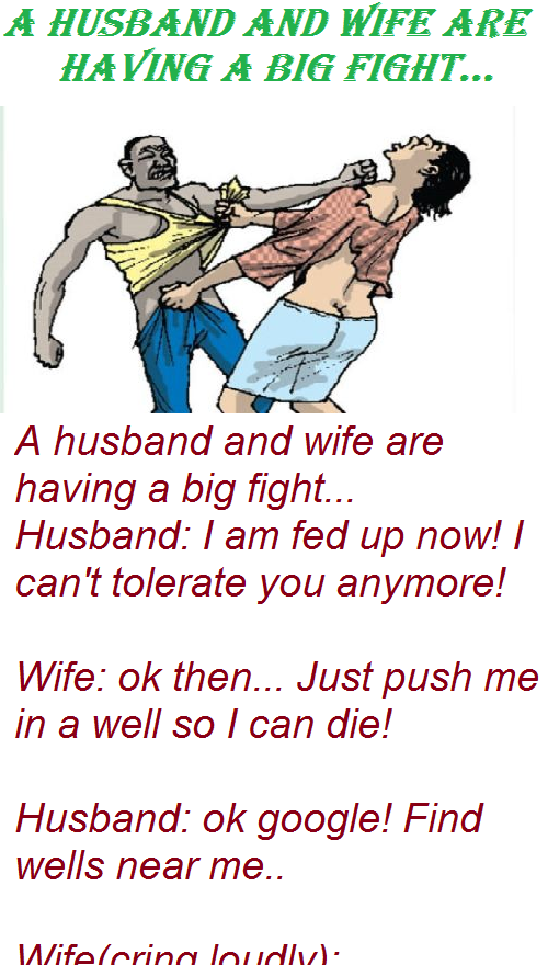 A husband and wife are having a big fight