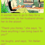 A woman has to go to Italy for a conference