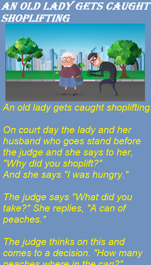 An old lady gets caught shoplifting