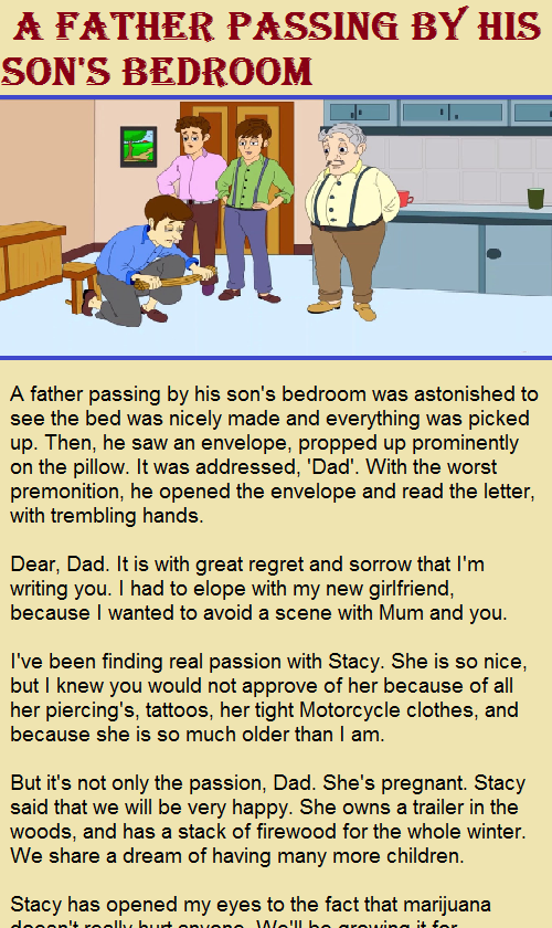 A father passing by his son bedroom