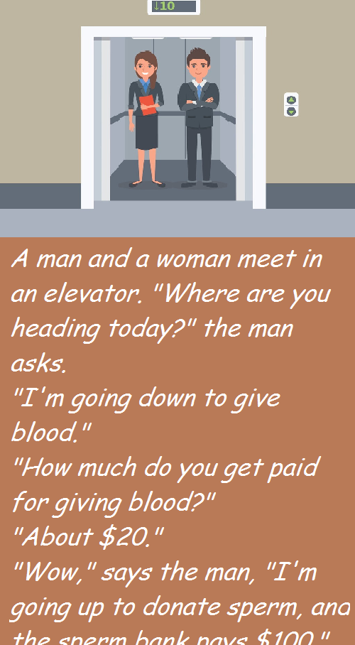 A man and a woman meet in an elevator