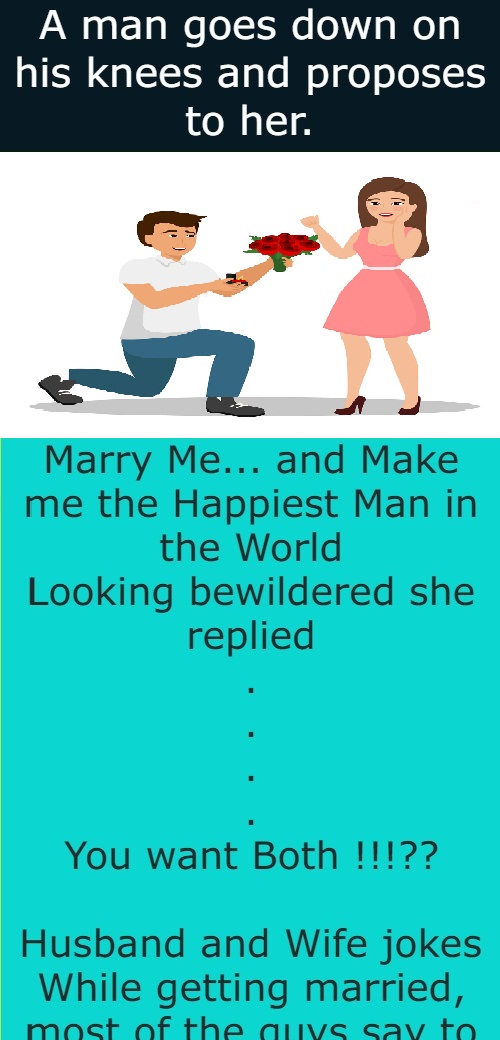 A man goes down on his knees and proposes to her 