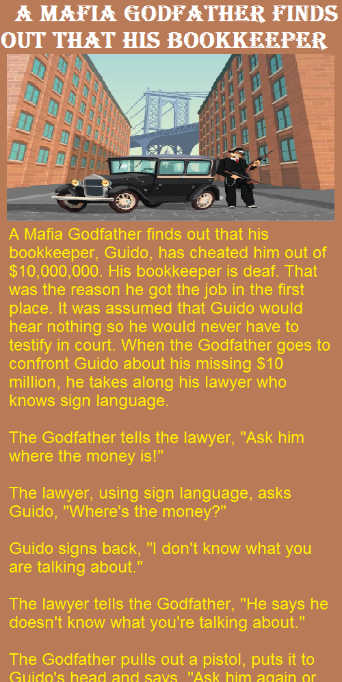 A Mafia Godfather finds out that his bookkeeper