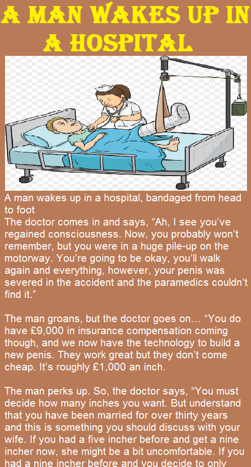 A man wakes up in a hospital