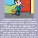 A salesman is going door to door