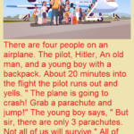 There are four people on an airplane