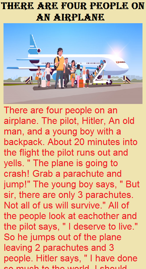 There are four people on an airplane