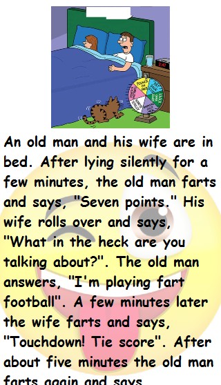 An old man and his wife are in bed